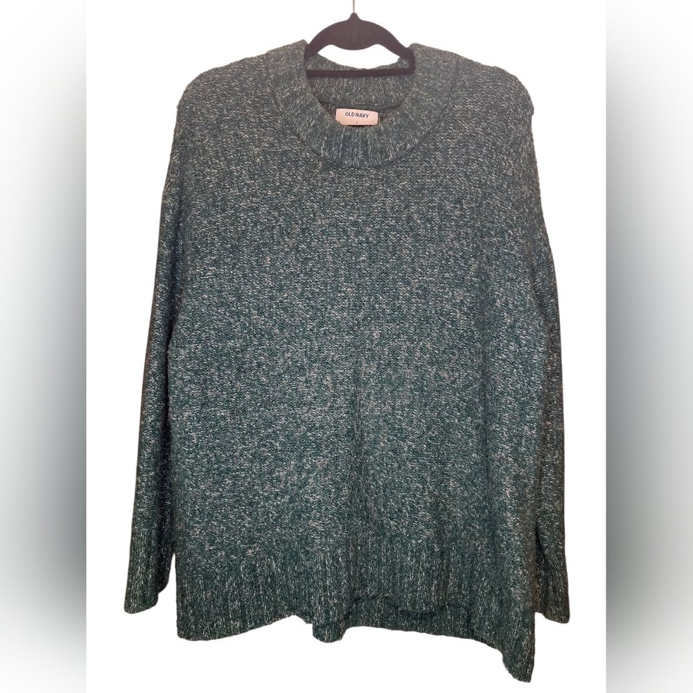 OLD NAVY oversize teal knit crewneck sweater, Size M
